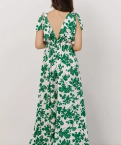 DD Dresses Everlee Tie Tank Maxi Dress | White + Green Floral