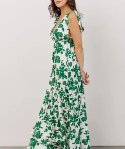 DD Dresses Everlee Tie Tank Maxi Dress | White + Green Floral
