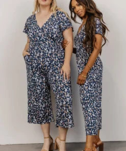 GIL Evie V Neck Jumpsuit | Navy Multi Floral 23 GIL Evie V Neck Jumpsuit | Navy Multi Floral