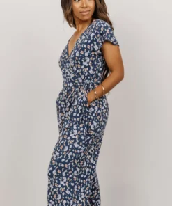 GIL Evie V Neck Jumpsuit | Navy Multi Floral
