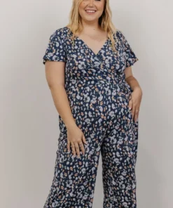 GIL Evie V Neck Jumpsuit | Navy Multi Floral 14 GIL Evie V Neck Jumpsuit | Navy Multi Floral