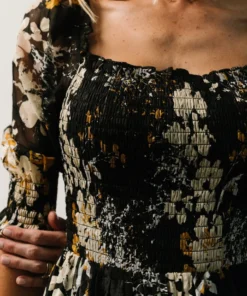 BB Custom Fabian Jacquard Midi Dress | Black Floral