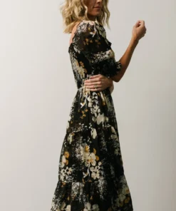 BB Custom Fabian Jacquard Midi Dress | Black Floral