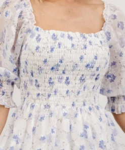 BB Custom Dresses Fabian Jacquard Midi Dress | Blue Floral 15 BB Custom Dresses Fabian Jacquard Midi Dress | Blue Floral