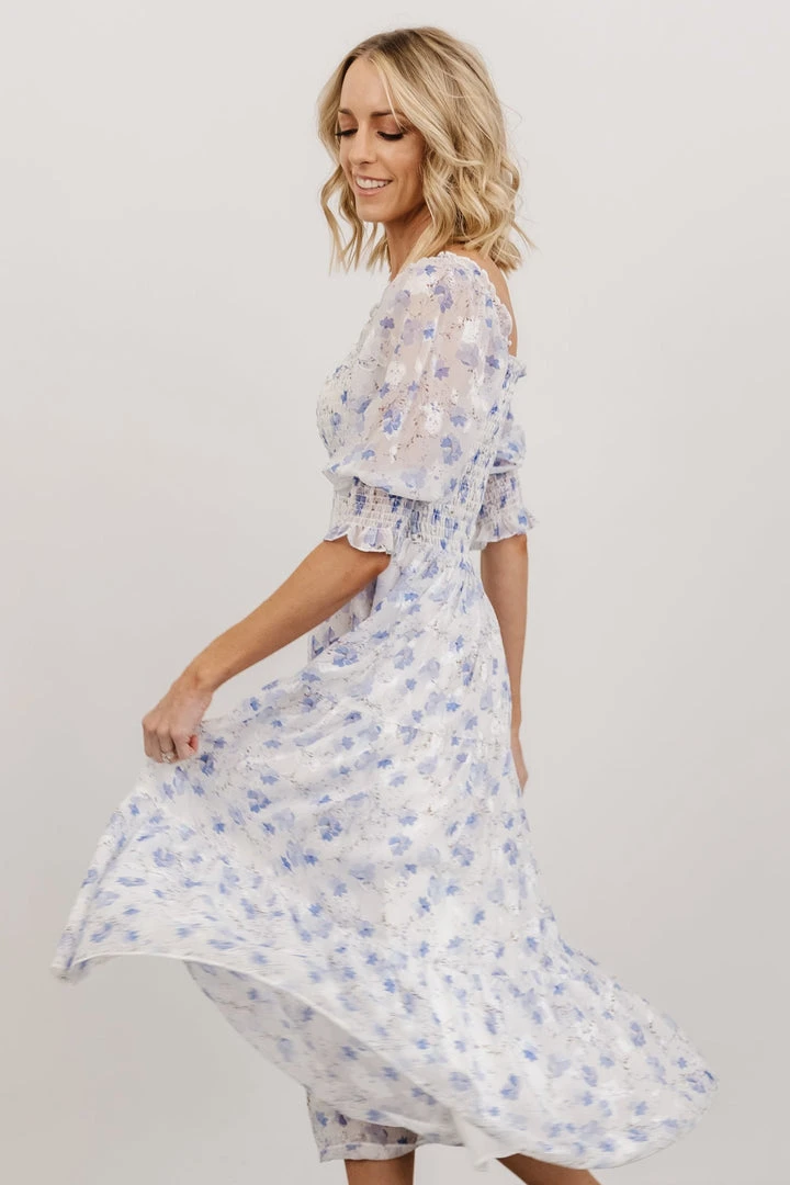 BB Custom Dresses Fabian Jacquard Midi Dress | Blue Floral 5 BB Custom Dresses Fabian Jacquard Midi Dress | Blue Floral