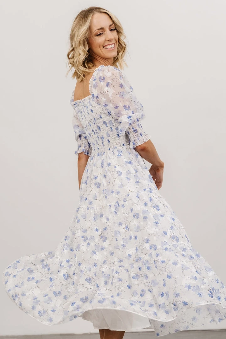 BB Custom Dresses Fabian Jacquard Midi Dress | Blue Floral 2 BB Custom Dresses Fabian Jacquard Midi Dress | Blue Floral