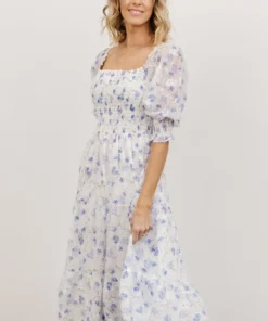 BB Custom Dresses Fabian Jacquard Midi Dress | Blue Floral 14 BB Custom Dresses Fabian Jacquard Midi Dress | Blue Floral