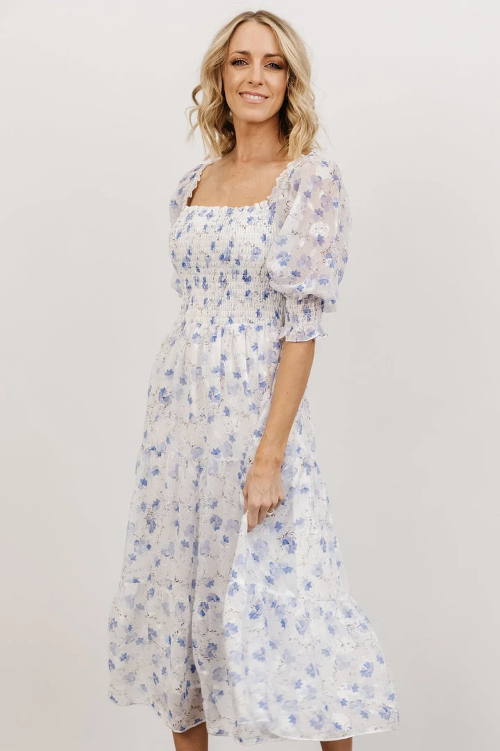 BB Custom Dresses Fabian Jacquard Midi Dress | Blue Floral 7 BB Custom Dresses Fabian Jacquard Midi Dress | Blue Floral