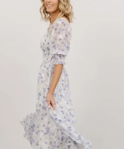BB Custom Dresses Fabian Jacquard Midi Dress | Blue Floral 13 BB Custom Dresses Fabian Jacquard Midi Dress | Blue Floral