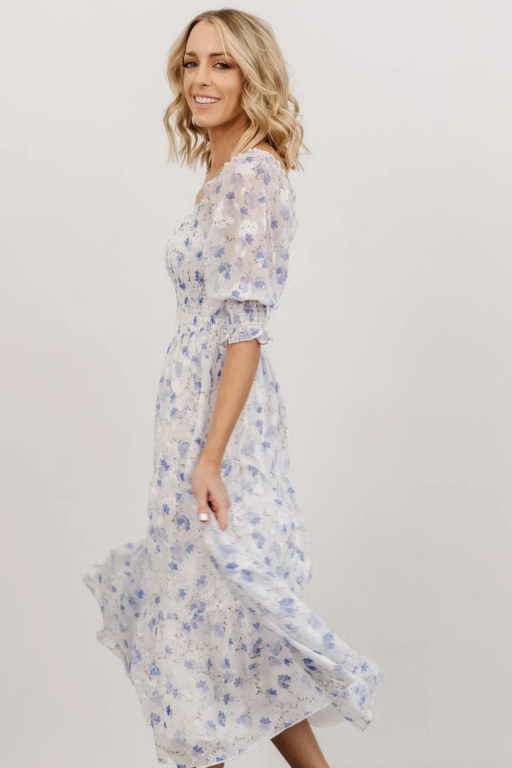 BB Custom Dresses Fabian Jacquard Midi Dress | Blue Floral 6 BB Custom Dresses Fabian Jacquard Midi Dress | Blue Floral