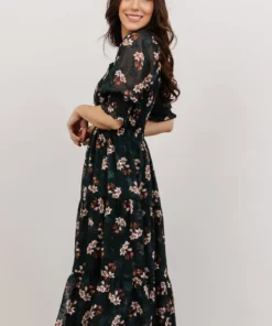 BB Custom Dresses Fabian Jacquard Midi Dress | Dark Green Floral 11 BB Custom Dresses Fabian Jacquard Midi Dress | Dark Green Floral