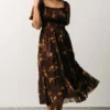 BB Custom Dresses Fabian Jacquard Midi Dress | Mahogany Floral