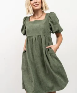 POL Felipa Corduroy Mini Dress | Dusty Green Dresses 12 POL Felipa Corduroy Mini Dress | Dusty Green Dresses