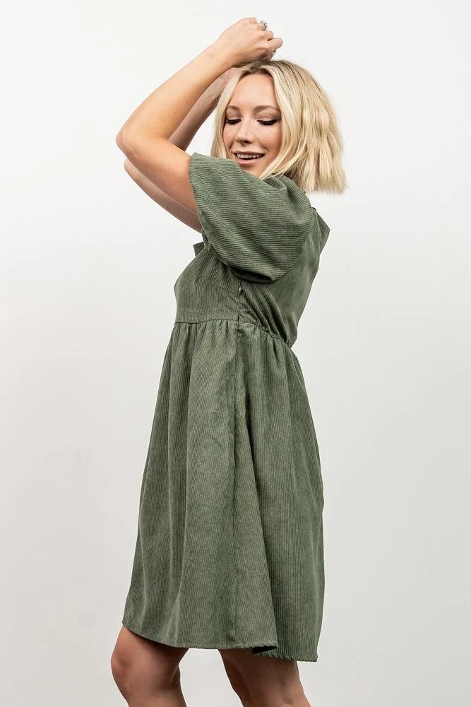 POL Felipa Corduroy Mini Dress | Dusty Green Dresses 5 POL Felipa Corduroy Mini Dress | Dusty Green Dresses