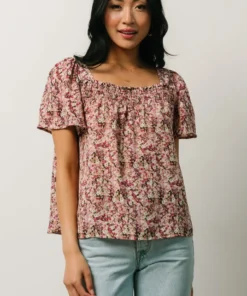 HAY Felix Peasant Top | Mauve Multi Floral