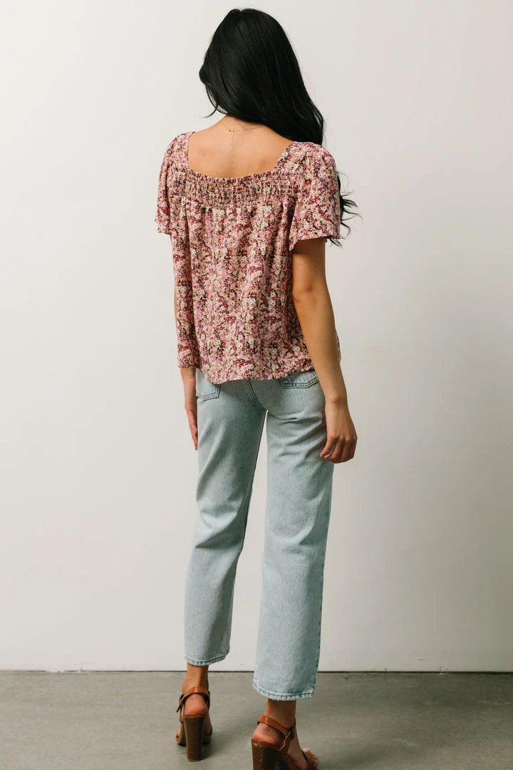 HAY Felix Peasant Top | Mauve Multi Floral 3 HAY Felix Peasant Top | Mauve Multi Floral