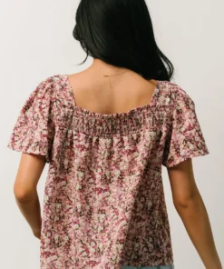 HAY Felix Peasant Top | Mauve Multi Floral