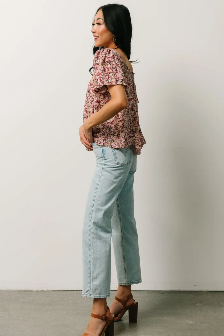 HAY Felix Peasant Top | Mauve Multi Floral 4 HAY Felix Peasant Top | Mauve Multi Floral