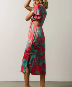 SL Finn Front Tie Midi Dress | Fuchsia Palm Print 11 SL Finn Front Tie Midi Dress | Fuchsia Palm Print