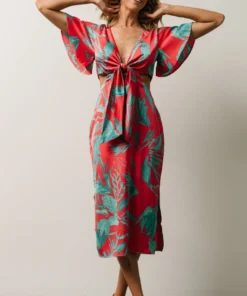 SL Finn Front Tie Midi Dress | Fuchsia Palm Print 12 SL Finn Front Tie Midi Dress | Fuchsia Palm Print