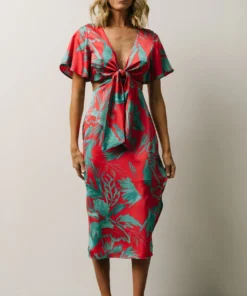 SL Finn Front Tie Midi Dress | Fuchsia Palm Print 14 SL Finn Front Tie Midi Dress | Fuchsia Palm Print