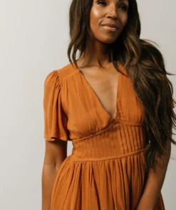 IL Fiona Pintuck Pleat Mini Dress | Camel 13 IL Fiona Pintuck Pleat Mini Dress | Camel