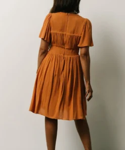 IL Fiona Pintuck Pleat Mini Dress | Camel 10 IL Fiona Pintuck Pleat Mini Dress | Camel