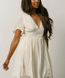 IL Fiona Pintuck Pleat Mini Dress | Cream Dresses