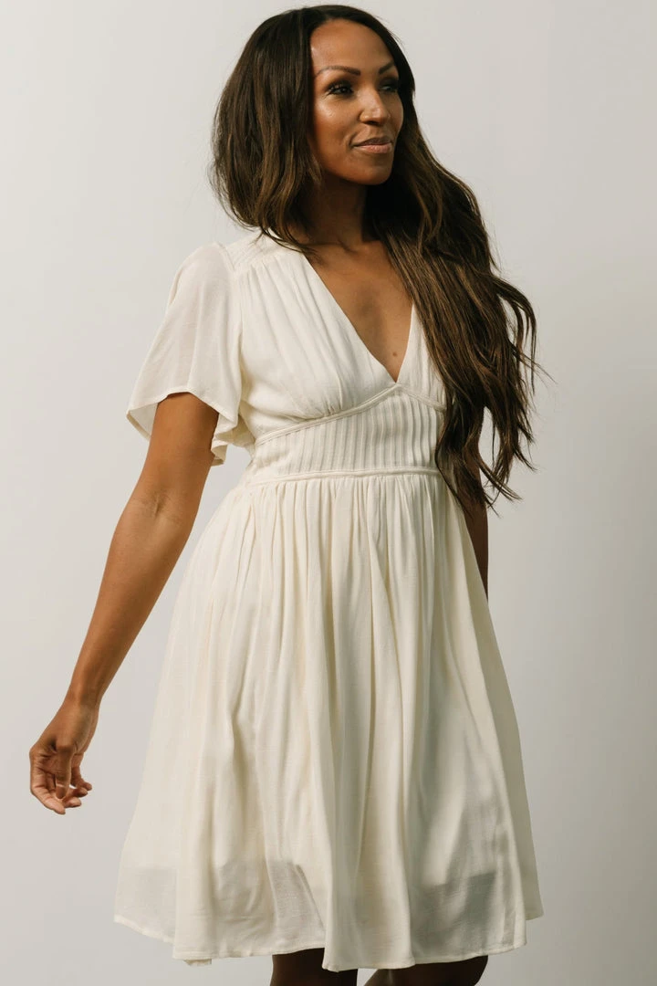 IL Fiona Pintuck Pleat Mini Dress | Cream Dresses 2 IL Fiona Pintuck Pleat Mini Dress | Cream Dresses