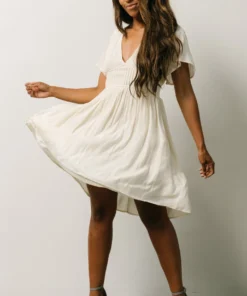 IL Fiona Pintuck Pleat Mini Dress | Cream Dresses 9 IL Fiona Pintuck Pleat Mini Dress | Cream Dresses