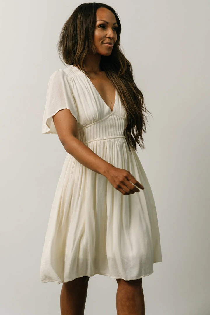 IL Fiona Pintuck Pleat Mini Dress | Cream Dresses 7 IL Fiona Pintuck Pleat Mini Dress | Cream Dresses