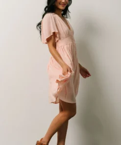 IL Fiona Pintuck Pleat Mini Dress | Peach Dresses