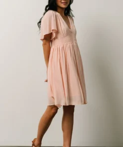 IL Fiona Pintuck Pleat Mini Dress | Peach Dresses