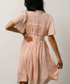 IL Fiona Pintuck Pleat Mini Dress | Peach Dresses
