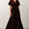 Soi Francine Pleated Wrap Maxi Dress | Burgundy Dresses