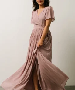 Soi Francine Pleated Wrap Maxi Dress | Dusty Rose