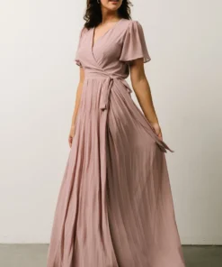 Soi Francine Pleated Wrap Maxi Dress | Dusty Rose