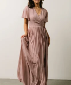 Soi Francine Pleated Wrap Maxi Dress | Dusty Rose