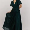 Soi Francine Pleated Wrap Maxi Dress | Emerald