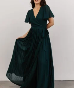 Soi Francine Pleated Wrap Maxi Dress | Emerald