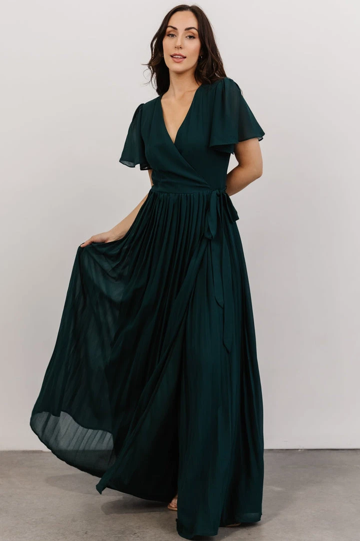 Soi Francine Pleated Wrap Maxi Dress | Emerald 1 Soi Francine Pleated Wrap Maxi Dress | Emerald
