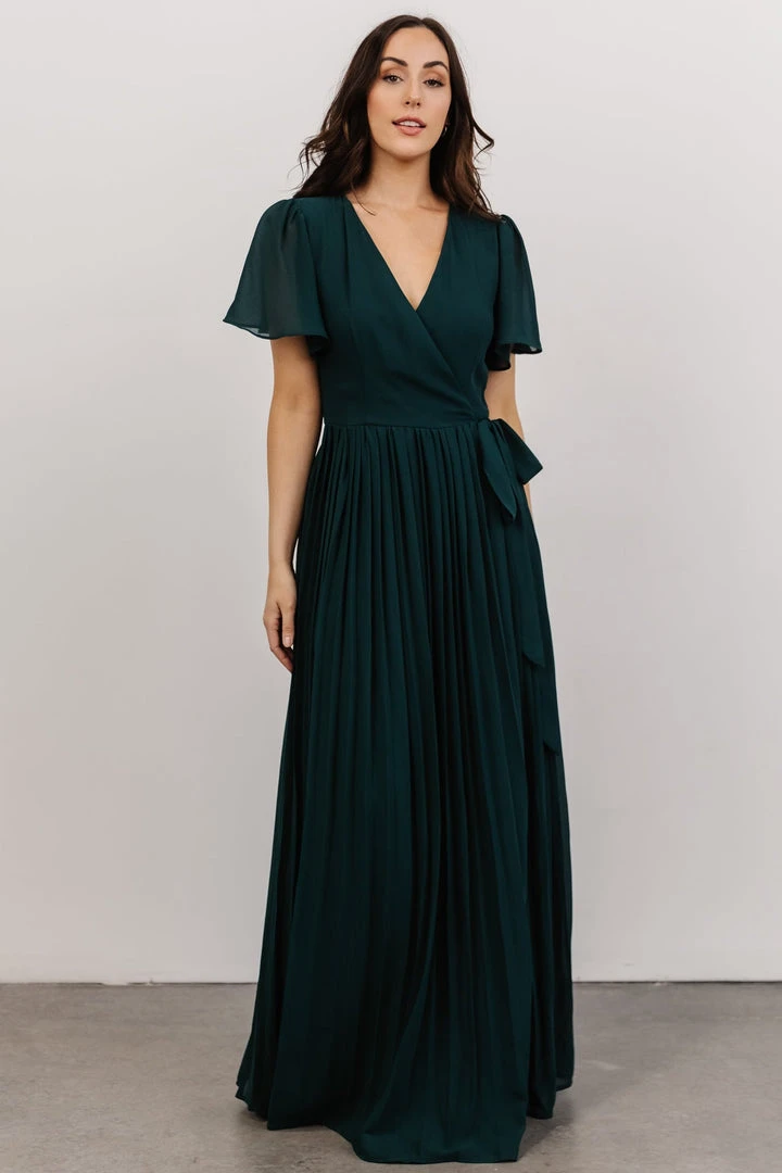 Soi Francine Pleated Wrap Maxi Dress | Emerald 4 Soi Francine Pleated Wrap Maxi Dress | Emerald