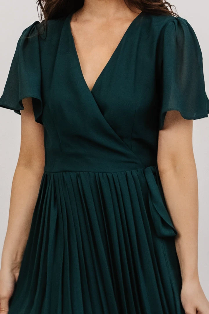 Soi Francine Pleated Wrap Maxi Dress | Emerald 2 Soi Francine Pleated Wrap Maxi Dress | Emerald