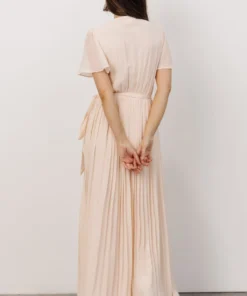 Soi Francine Pleated Wrap Maxi Dress | Light Peach Dresses