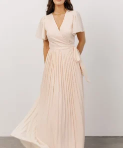 Soi Francine Pleated Wrap Maxi Dress | Light Peach Dresses