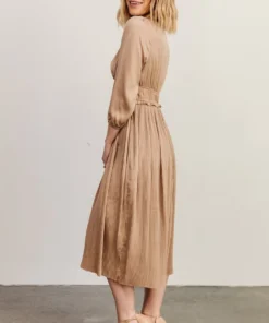 POL Gabriella Satin Midi Dress | Champagne Dresses