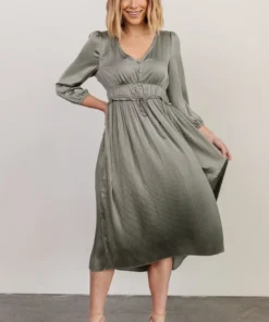 POL Gabriella Satin Midi Dress | Eucalyptus 11 POL Gabriella Satin Midi Dress | Eucalyptus