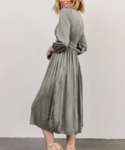 POL Gabriella Satin Midi Dress | Eucalyptus