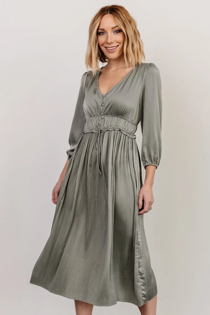 POL Gabriella Satin Midi Dress | Eucalyptus 3 POL Gabriella Satin Midi Dress | Eucalyptus