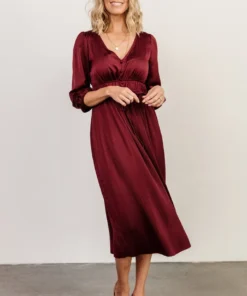 POL Dresses Gabriella Satin Midi Dress | Merlot 11 POL Dresses Gabriella Satin Midi Dress | Merlot